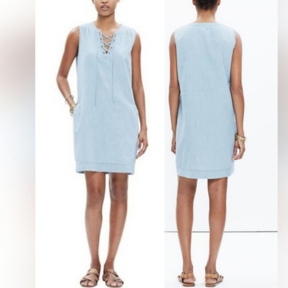 Madewell Dresses & Skirts - Madewell Shift Chambray Sleeveless Dress in Blue